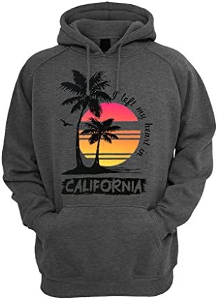 California Beach Sun Set Design Unisex Hoodie(Charcoal,Large)