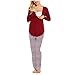 Maternity Nursing Pajama Set,Crytech Soft Comfy Solid Long Sleeve V Neck Wrap T-Shirt Top for Breastfeeding Casual Loose Striped Pants Sleepwear Nightgown Pjs Set for Preganct Women (Large, Red)thumb 3