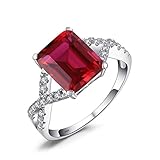 JewelryPalace Women's 4.6ct Created Red Ruby Promise Ring 925 Sterling Silver
