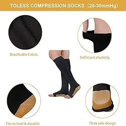 Athbavib 3 Pairs Open Toe Compression Socks for Men