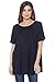 A+D® Womens Casual A-Line Loose Tunic Blouse Top w Scoop Neck (Black, Small)