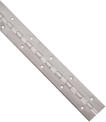 Stocker Hinge Stainless Steel 304 Continuous Hinge with Holes, Polished Finish, 0.06" Leaf Thickness, 2" Open Width, 1/8" Pin Diameter, 1/2" Knuckle Length, 4' Long (Pack of 1)