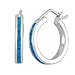 Sterling Silver Created Blue Opal 20mm Hoop Earrings
