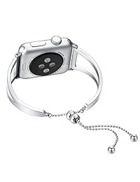 Fastgo Pulsera compatible para Apple Watch Band 1.496 in 1.575 in 1.654 in 1.732 in 2018 Dressy Fancy Jewelry Brazalete para Iwatch bandas Series 4 3 2 1 mujeres niñas ajustable acero inoxidable