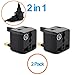 USA to UK Plug Adapter by Yubi Power 2 in 1 Universal Travel Adapter with 2 Universal Outlets - Black 2 Pack - Type G for United Kingdom, England, Hong Kong, Ireland, Scotland, and More
