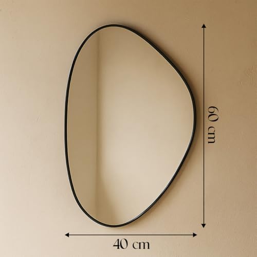 Espelho Decorativo Grande Glamour, 60x40cm, com Suporte de Parede (Preto)