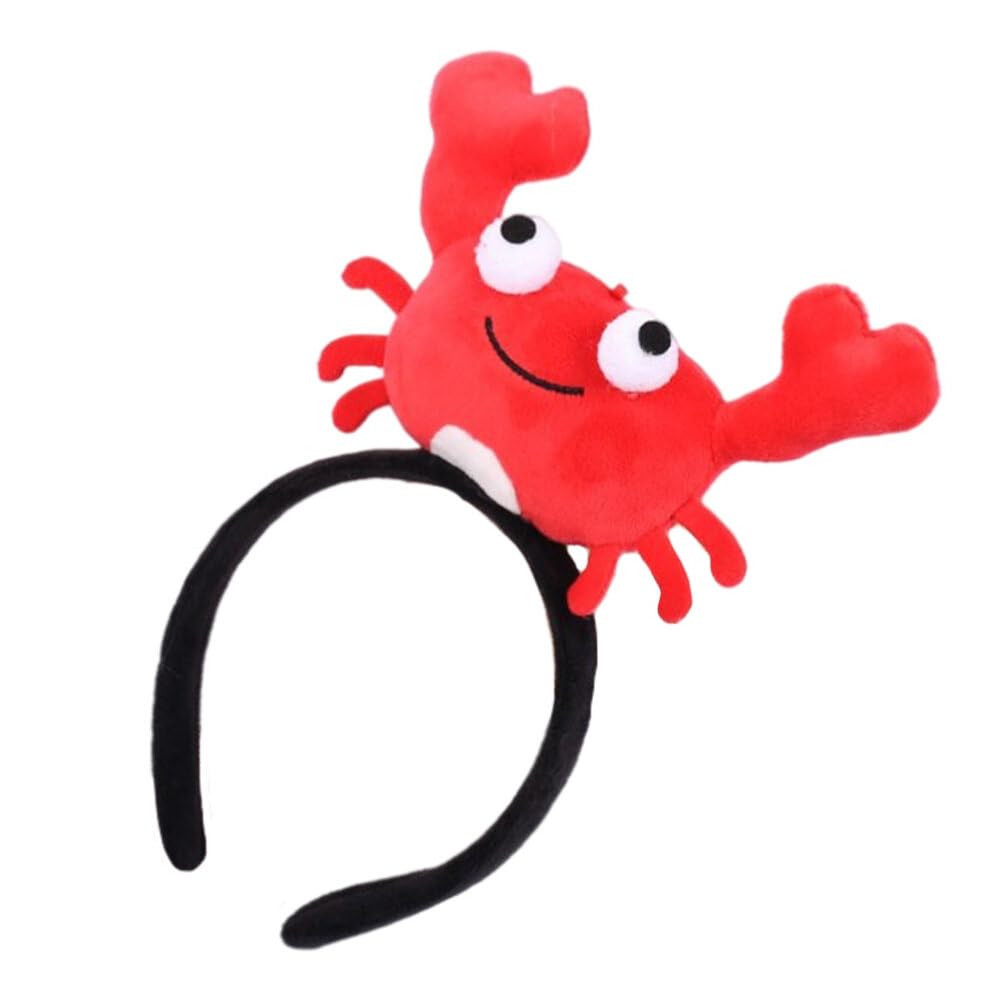 Lobster Head Bopper Crab Headband Crab Costume Hair Hoops Plush Animal Hair Band Headwear Hair Accessories for Christmas Animal Cosplay Party Role Play Red Christmas Party Headband