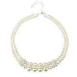 HONEYJOY Lady Two Layer Beaded Ring Chess-Like Necklace(beige)