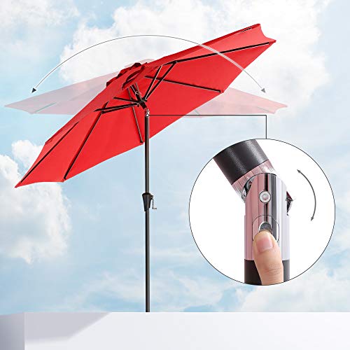 SONGMICS Sonnenschirm 300 cm, UPF 50+, Strandschirm, beidseitig um 30° knickbar, Sonnenschutz, mit Kurbel zum Öffnen… – Bild 7