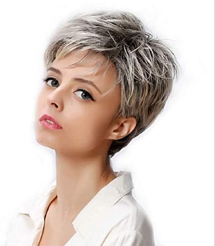 fexgaoo Women Ombre Natural Looking Long Short Curly Blonde Synthetic Cosplay Hair Wig
