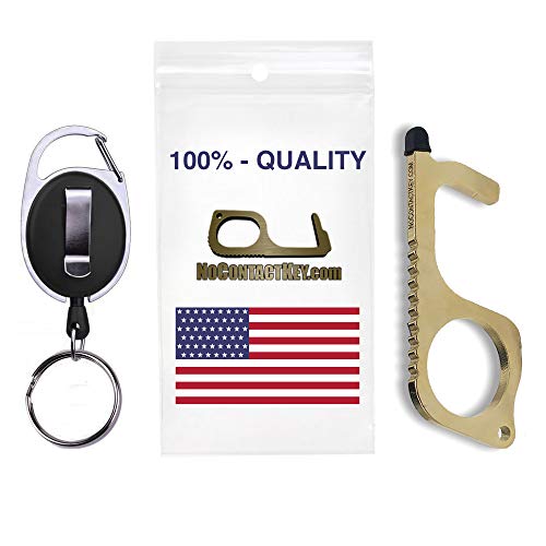 No Touch Door Opener Tool Touchless Keychain Brass Clean Key Made