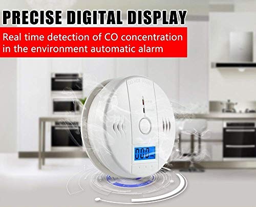 CUZMAK Carbon Detector, LCD Digital Display Carbon Monoxide Alarm, Portable Security Gas CO Monitor, Battery Powered Co Detector Alarm Clock Warning for Home Room Kitchen car