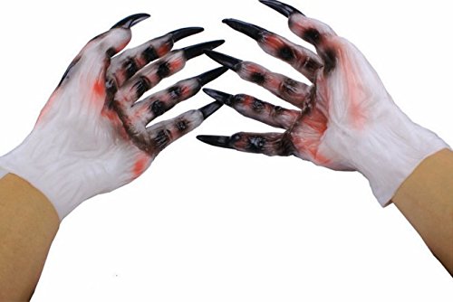 Halloween white latex tricky devil/zombie/beast dressup cosplay masquerade paw hands gloves
