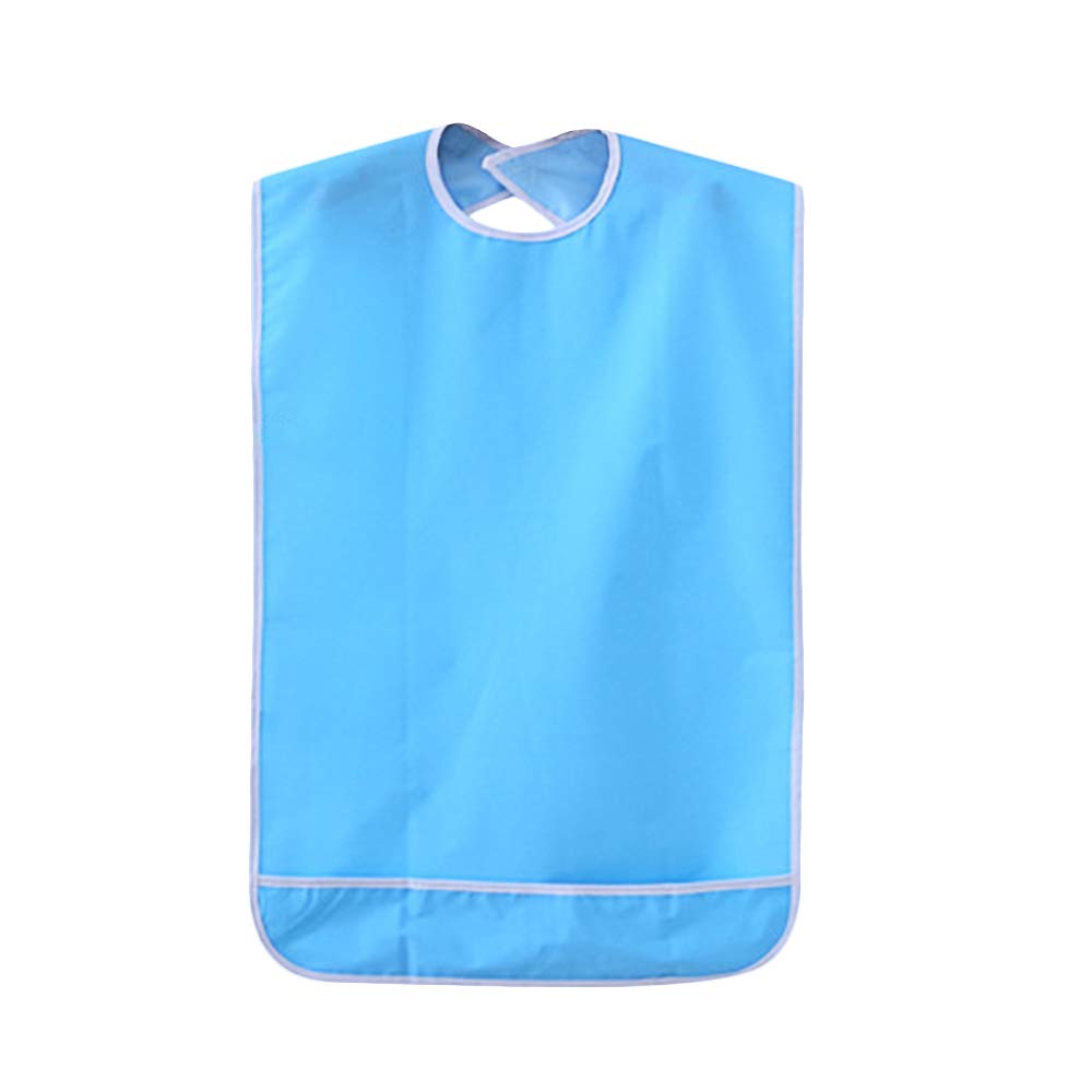 Waterproof Bib Protector for Adults Mealtime Protector - Disability Aid Elderly Bib Apron Washable with Wide Food Crumb Catcher Pocket (45 * 65cm)