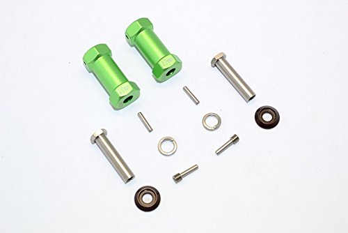 Axial RR10 Bomber Upgrade Parts Aluminum Wheel Hex Adapters 27mm Width (Use For 4mm Thread Wheel Shaft & 5mm Hole Wheel) - 1Pr Set Green