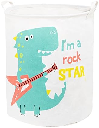 Zonyon Collapsible Laundry Hamper, 19.7'' Jumbo Large Dirty Clothes Laundry Storage Basket for Kids,Boys,Girls,Toys,Closet,College Dorm,Bathroom,Cute Rock Dinosaur