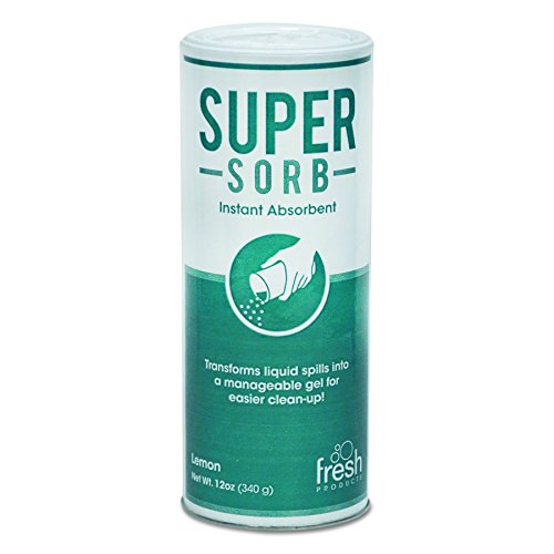 Fresh Products 614SSBX Super-Sorb Liquid Spill Absorbent, Powder, Lemon-Scent, 12 oz. Shaker Can, Box of 6