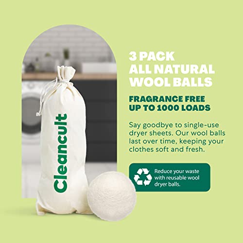 Cleancult Wool Dryer Balls (3 Count) Made from 100 New Zealand Wool