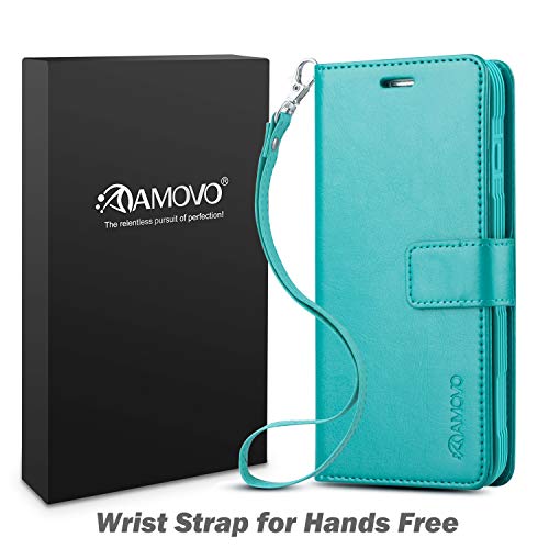AMOVO Case for iPhone 11 Pro (5.8'') [2 in 1] iPhone 11 Pro Wallet Case Detachable [Vegan Leather] [Hand Strap] [Stand Feature] iPhone 11 Pro Flip Folio Case Cover with Gift Box Package (Aqua) - Thumbnail 6