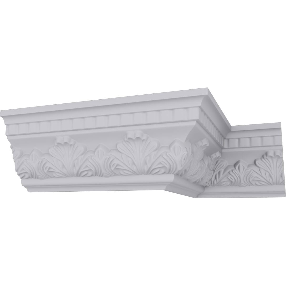 Photo 1 of **SELLING FOR PARTS. MAJOR DAMAGE **Endurathane Devon Crown Moulding, 4 1/2"H x 3 1/4"P x 5 1/2"F x 94 1/2"L, Factory Primed