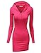 Doublju Womens Long Sleeve Henley Neck Basic Hoodie Dress