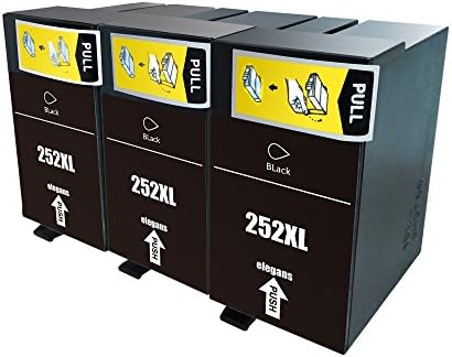 Elegans 252 3 Black High Yield Remanufactured Ink Cartridge Replacement for Epson 252XL Used for Epson WorkForce WF-3620 WF-3640 WF-7110 WF-7610 WF-7620 Printer