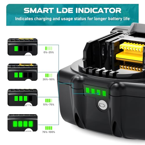 Leyootoolelec Battery 6Ah Replacement for Makita 18v: 2Packs Lithium-ion Batteries Compatible with 18 Volt BL1860B BL1850B BL1840B BL1830B BL1815B BL1860 BL1850 LXT
