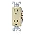 Leviton 15 Amp Decora Tamper-Resistant Duplex Electrical Wall Outlet, T5325-I, Ivory