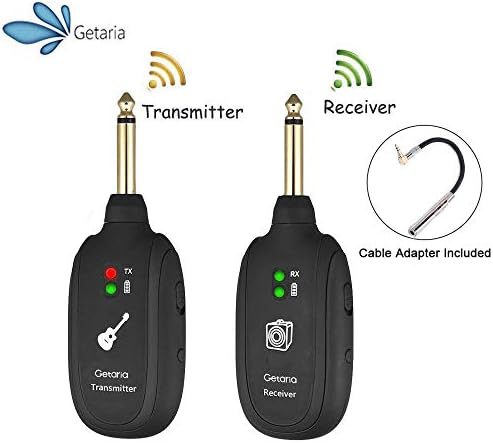 Getaria Wireless Guitar System Transmitter Receiver for Electric Guitar Bass with Stereo Jack Cable (10inch)