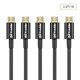 Hi-mobiler® (5-Pack)3.3ft/1M Black High Speed USB2.0 A Male to Micro B Cable with Gold-Plated Connectors for Samsung LG HTC and Other Tablet Smartphone