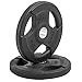 XMark Fitness Premium Quality Rubber Coated Tri-grip Olympic Plate Weights - 1 Pair of 25 lb. Plates