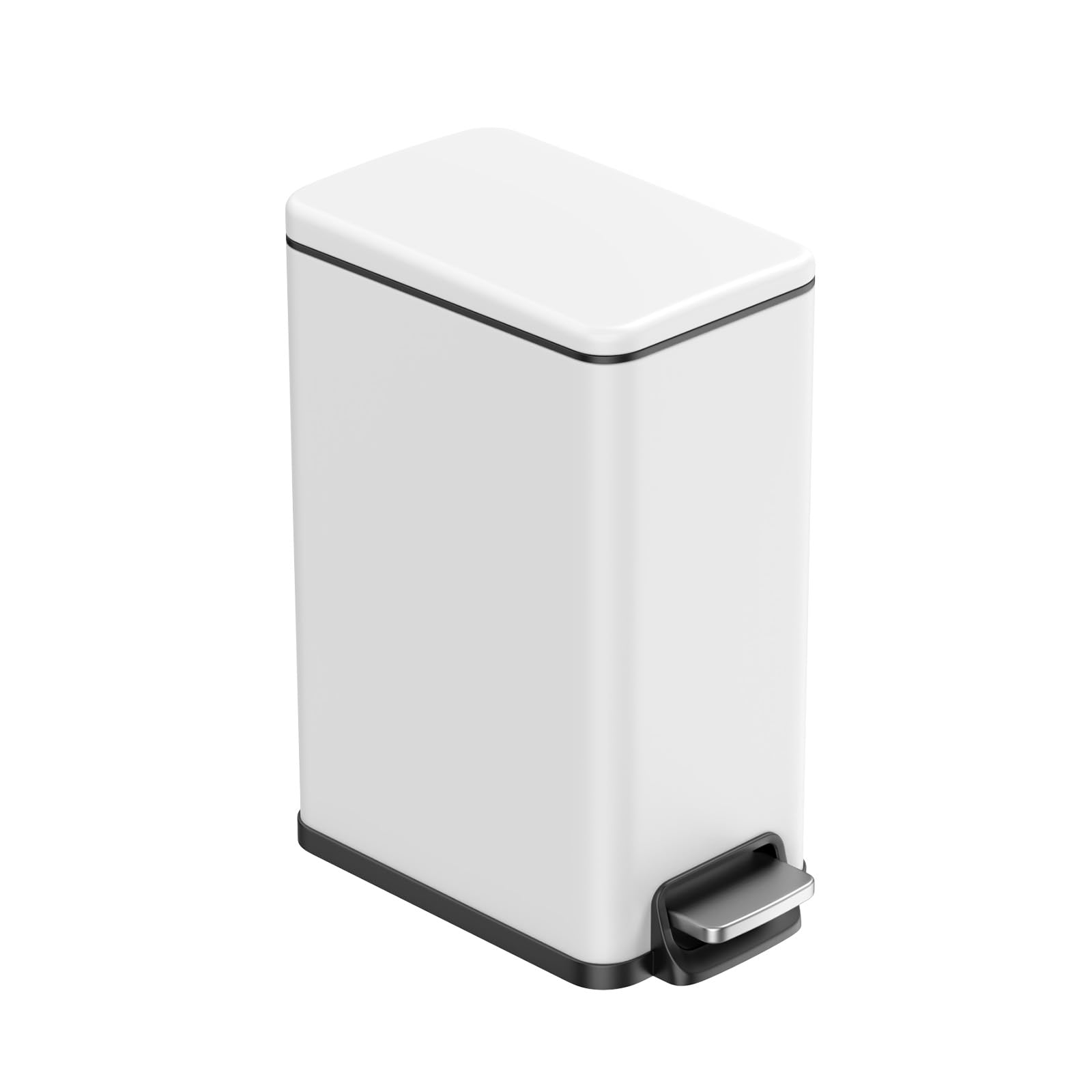 Photo 1 of BETHEBEST Small Bathroom Trash Can with Soft Close Lid,Stainless Steel Garbage Can with Removable Inner Bucket,6 Liter/1.6 Gallon Foot Peadl Trash Can(Matte White)