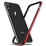 RANVOO iPhone XR Bumper Case, Hard Slim Thin Metal Case with Soft TPU Inner Frame Case for iPhone XR 6.1 Inch-Red