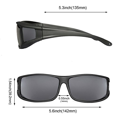 Solar Shield Fits over Glass Sunglasses for Driving Flying Boating Fishing and Snowing by Yonovo,Smoke - Thumbnail 5