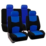 FH GROUP FH-FB050114 Flat Cloth Car Seat Covers Blue / Black Color