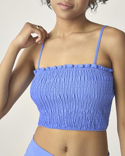 FLORENCE BY MILLS WOMENS SWEET SOLSTICE SMOCKED CROP CAMI ULTRAMARINE X-SMALL