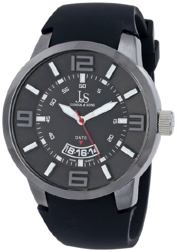 Joshua & Sons Men's JS64BK Silver-Tone Watch with Black Band