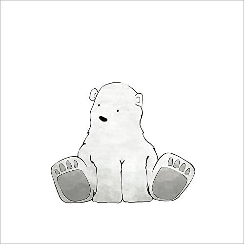 Polar Bear Nursery Art Print - Arctic Animal Wall Art for Kids Room, Polar Bear Print, White Nursery