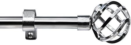 GB HOME COLLECTION gbHome GH-6815C Empyrean Grace Curtain Rod, 86-120 in, Chrome, Metal Cafe Rod Window Treatment Rod Drapery Rod