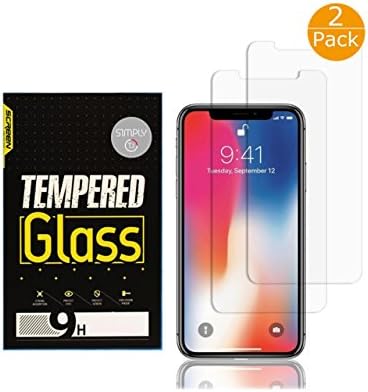 iPhone X Screen Protector, Simply TJ (2 Clear Pack) Iphone X Tempered Glass [3D Touch] Screen Protector, Work with most of the cases, 99% Accurante