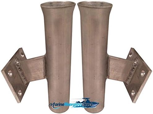 Two (2) 9" Aluminum 15 Degree Angled Boat Fishing or Pole Rod Holders - Surface Mount for transom, gunnels, docks, or piers