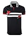 SCREENSHOTBRAND-S11833 Mens Hipster Hip-Hop Premium Tees - Stylish Fashion Rose Flower Embroidery Striped Polo T-Shirt - Black-Medium