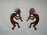 Kokopelli Man Set of 2 Metal Wall Art Decor Accents Antique Copper Color