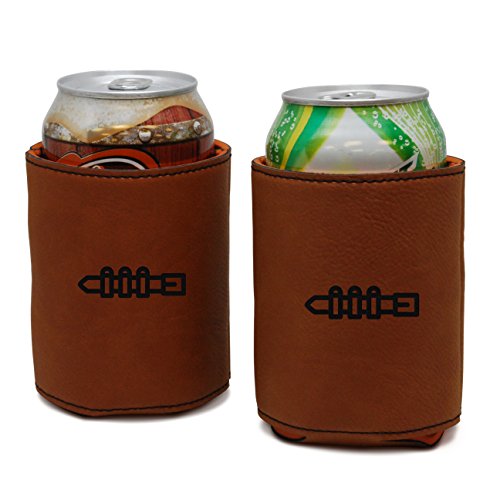 MODERN GOODS SHOP Leather Can Cooler With Ammunition Belt Engraving - Oil, Stain, and Water Resistant Beer Hugger - Standard Size Beer and Soda Can Sleeve