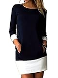 Joeoy Women's Colorblock 3/4 Sleeve Crew Neck Shift Dress