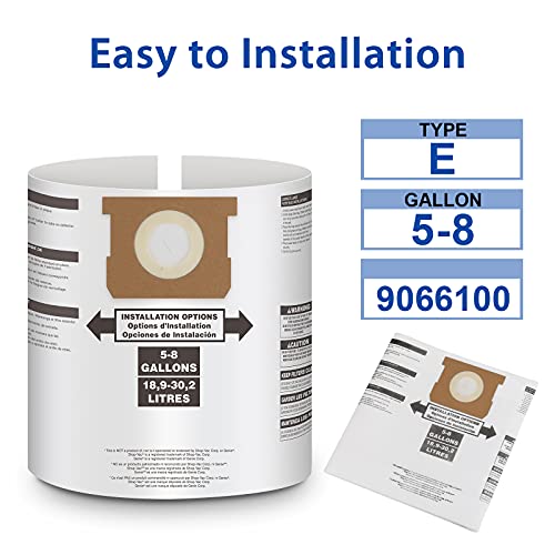 Shop Vac Bags 58 Gallon 10 Pack Type E Replacement Disposable Filter