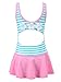 Chrysea Girls Stripe Swimwear One-piece Swimsuit with Flowers Applique (10-11 Years, Pink)