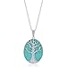 Beaux Bijoux Sterling Silver Natural Stone Turquoise Tree of Life Oval Pendant w/ 18