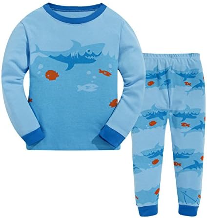 Masonanic Toddler/Kids Boys Girls Cute Big Shark Pajama Set 100% Cotton 2-7 Years (4T)