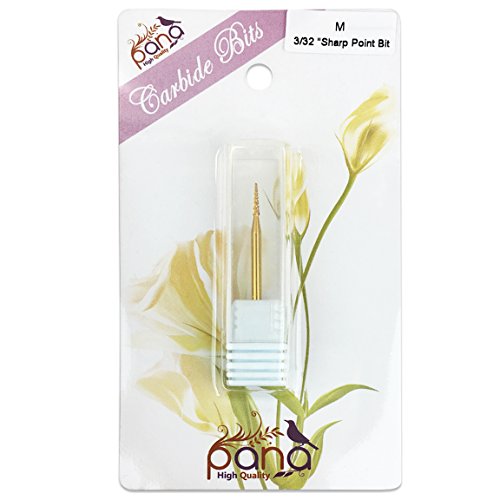 Pana 3/32" Sharp Point Bit Safety Nail Carbide Bit - Gold Color (Grit: Medium - M) for Electric Dremel Drill Machine
